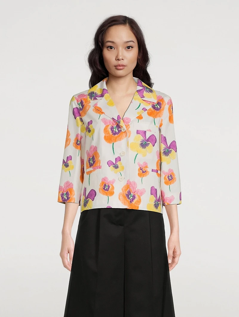 Cotton Jacket Pansies Print