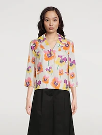 Cotton Jacket Pansies Print