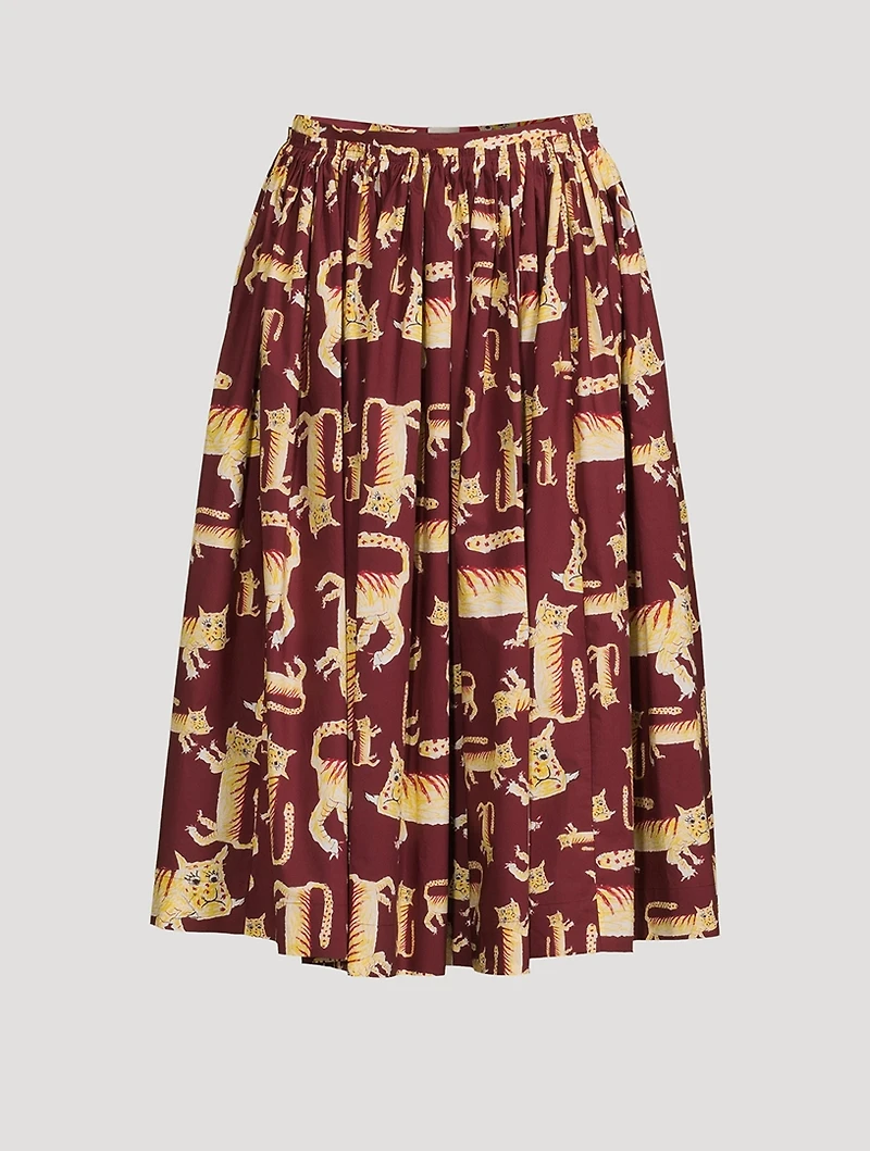 Cotton Midi Skirt Lunar New Year Tiger Print
