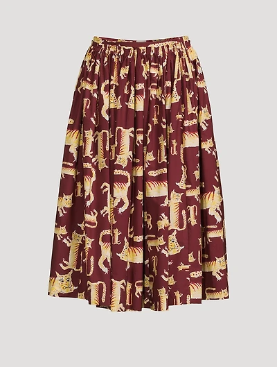 Cotton Midi Skirt Lunar New Year Tiger Print