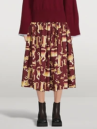 Cotton Midi Skirt Lunar New Year Tiger Print