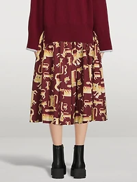 Cotton Midi Skirt Lunar New Year Tiger Print