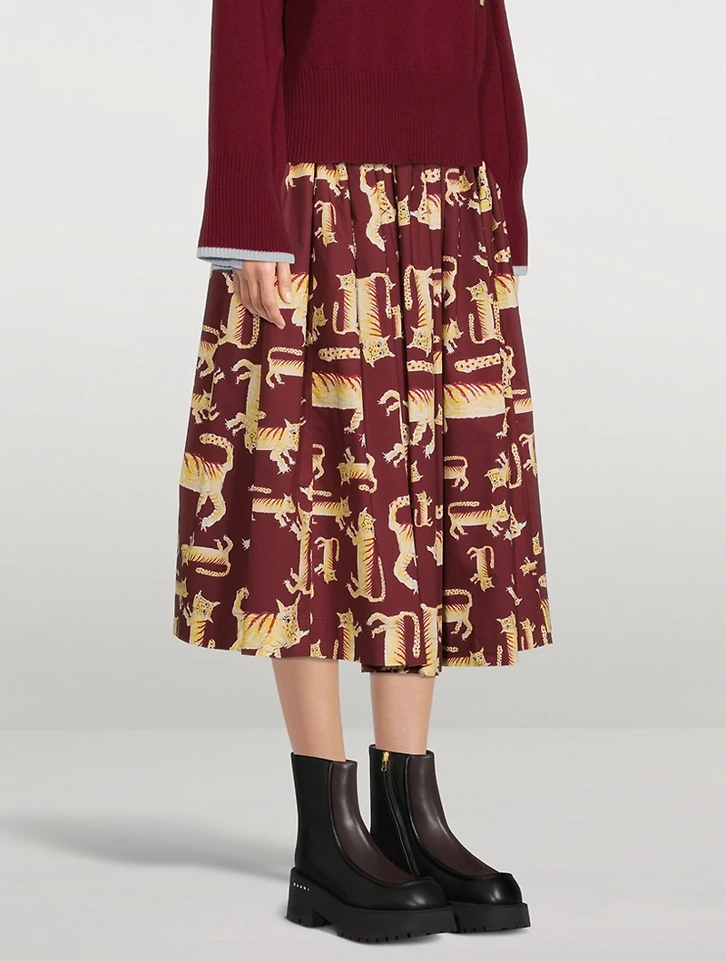 Cotton Midi Skirt Lunar New Year Tiger Print