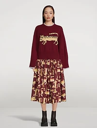 Cotton Midi Skirt Lunar New Year Tiger Print