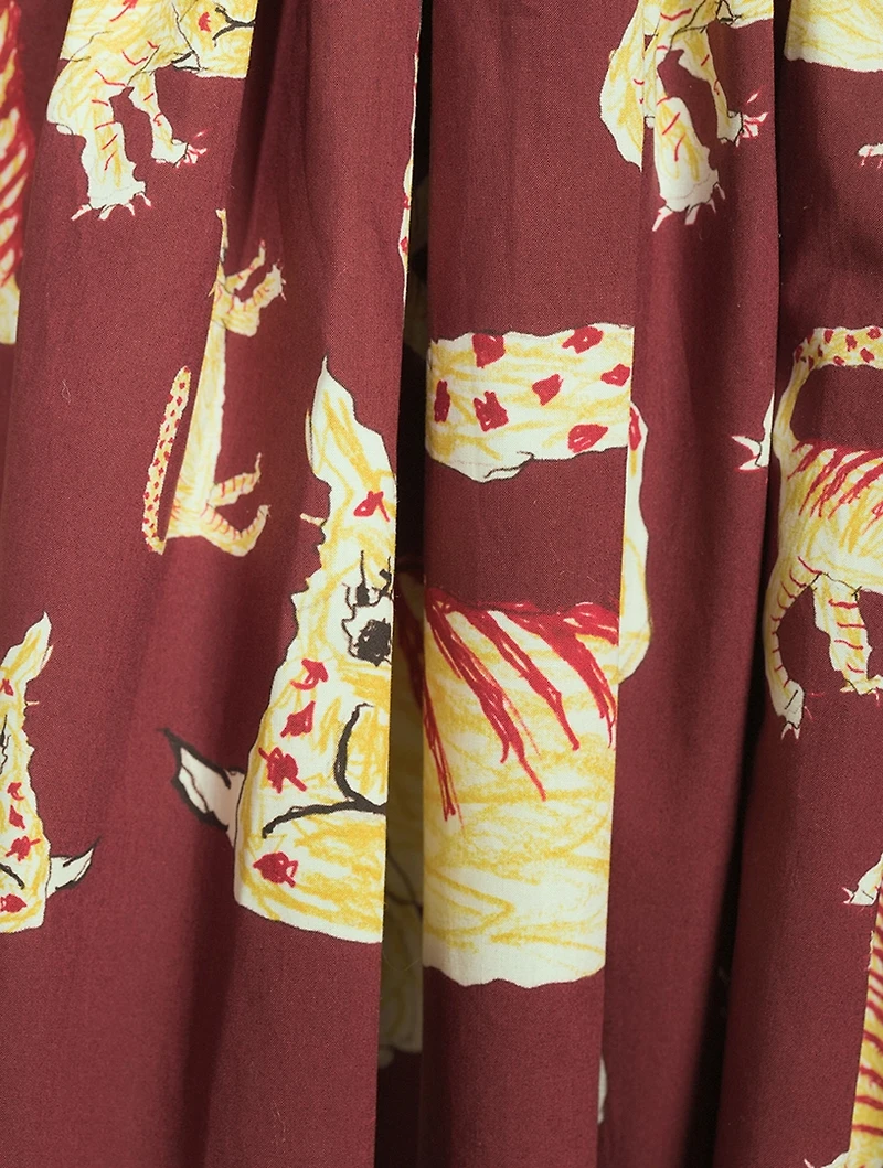 Cotton Midi Skirt Lunar New Year Tiger Print