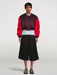Cropped Satin Bomber Jacket