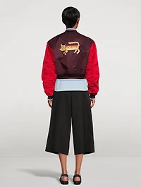 Cropped Satin Bomber Jacket