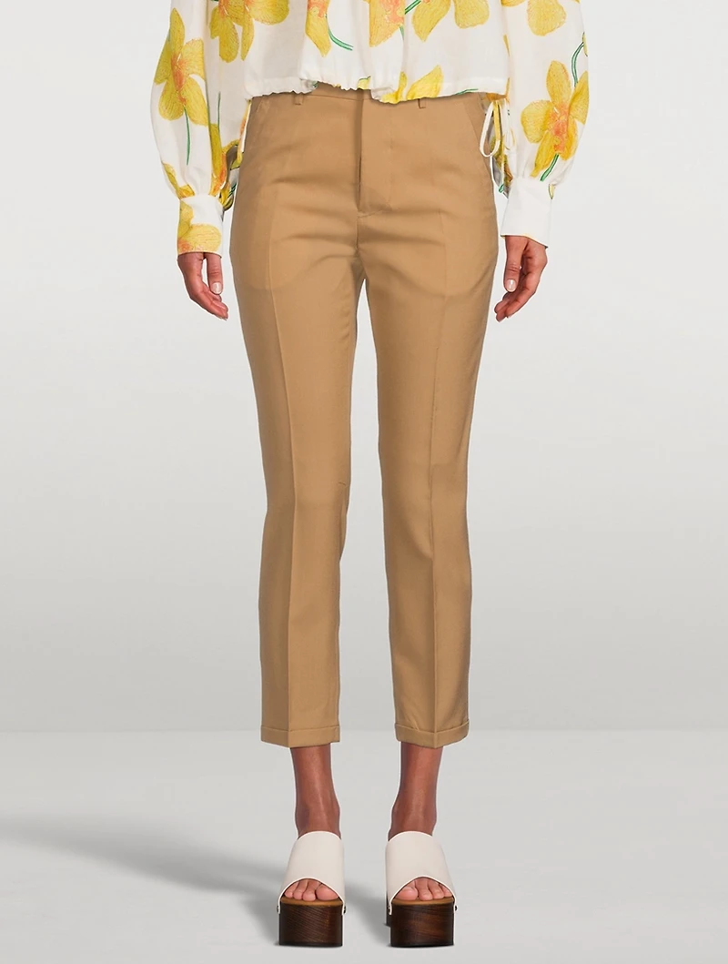 Tropical Wool Straight-Leg Trousers