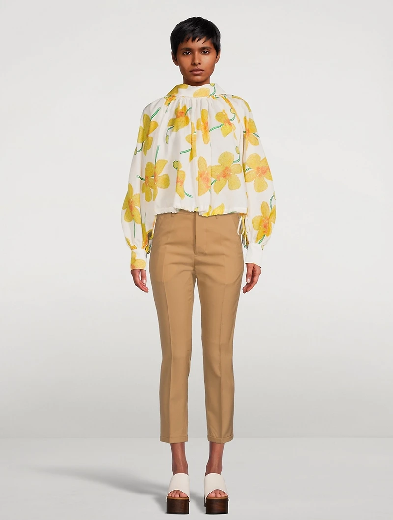 Tropical Wool Straight-Leg Trousers
