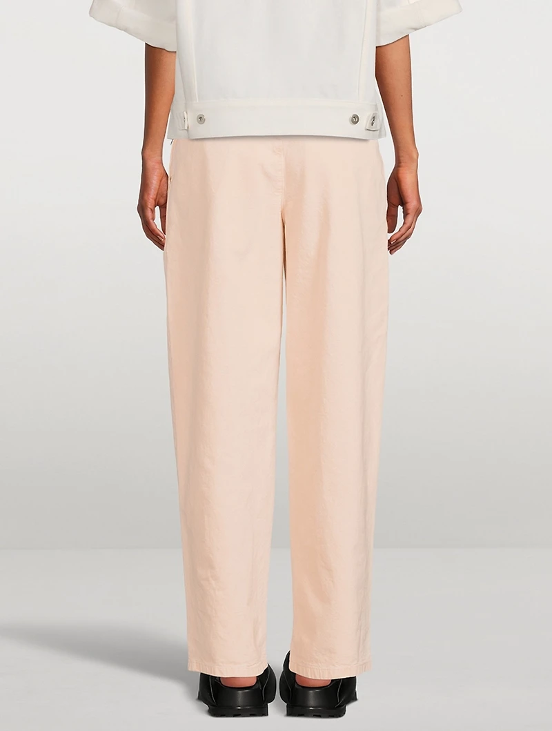 Belted Cotton Canvas Trousers