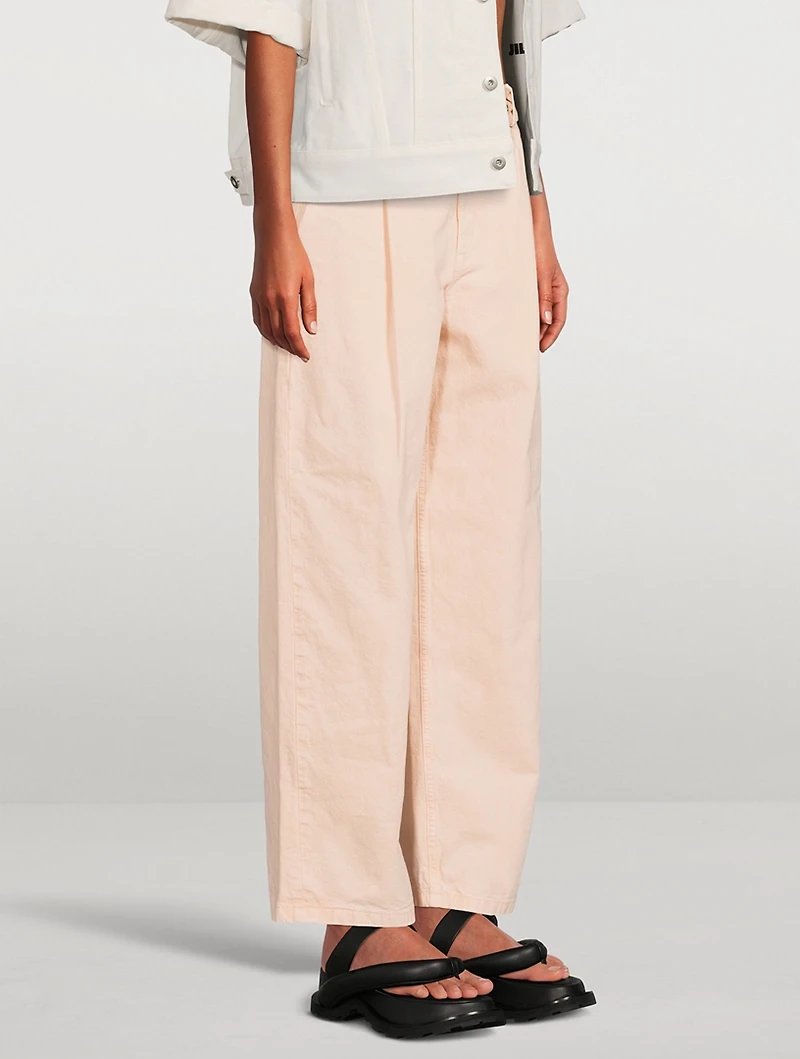 Belted Cotton Canvas Trousers