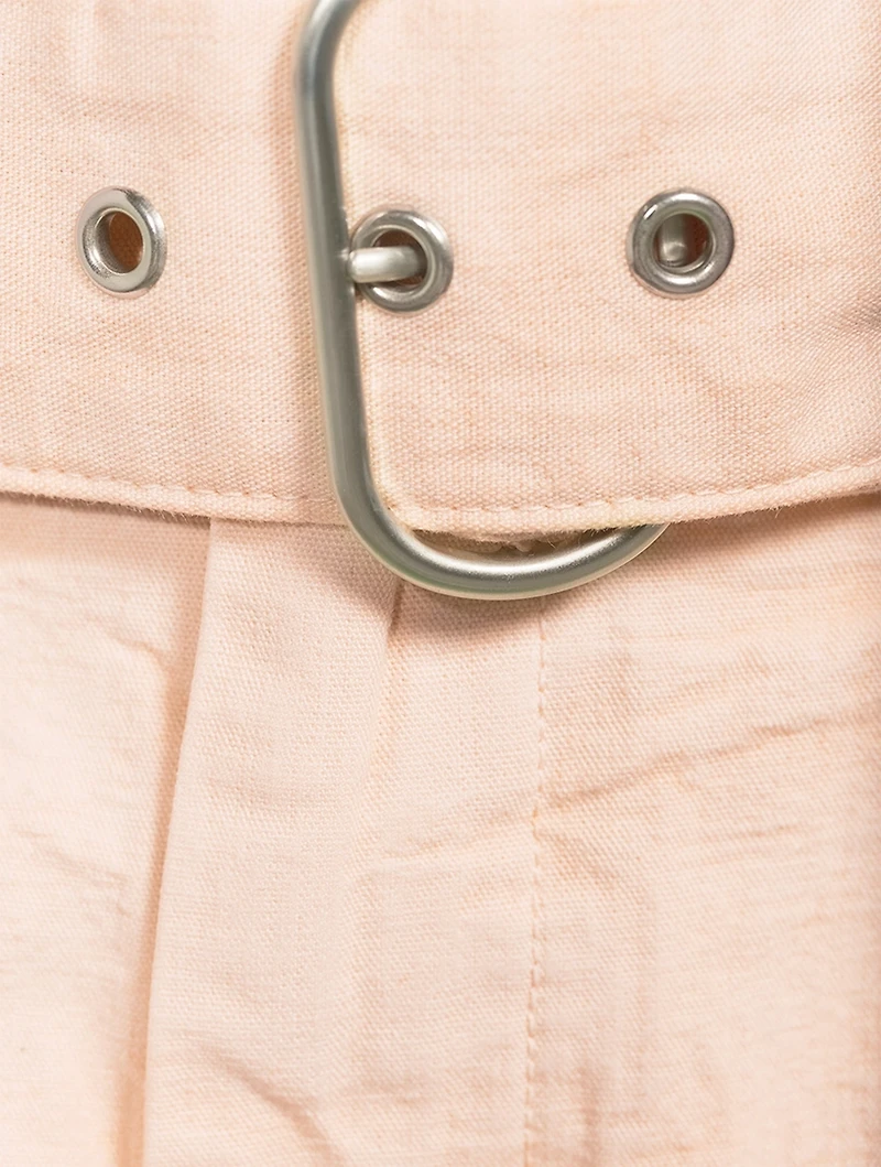 Belted Cotton Canvas Trousers