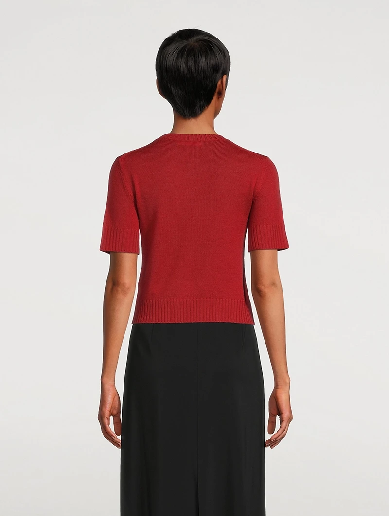 Wool Short-Sleeve Crop Sweater
