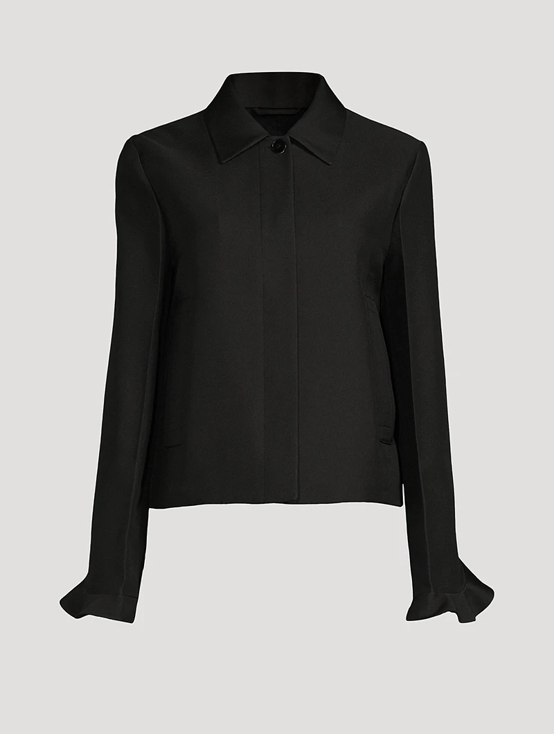 Ruffle-Trimmed Cropped Jacket