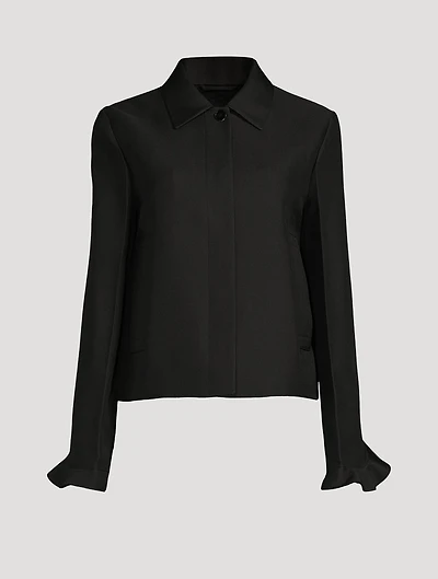 Ruffle-Trimmed Cropped Jacket