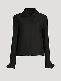 Ruffle-Trimmed Cropped Jacket