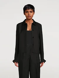 Ruffle-Trimmed Cropped Jacket