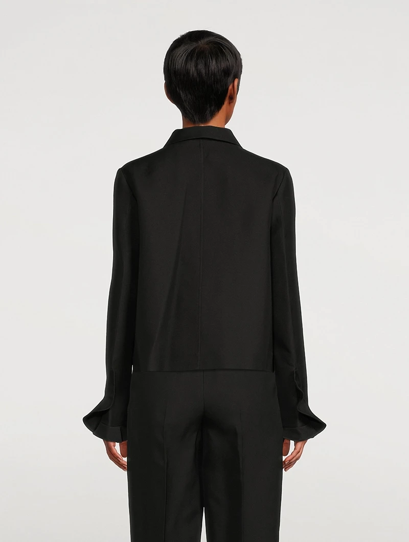 Ruffle-Trimmed Cropped Jacket