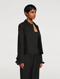 Ruffle-Trimmed Cropped Jacket