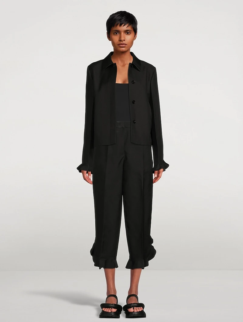 Ruffle-Trimmed Cropped Jacket