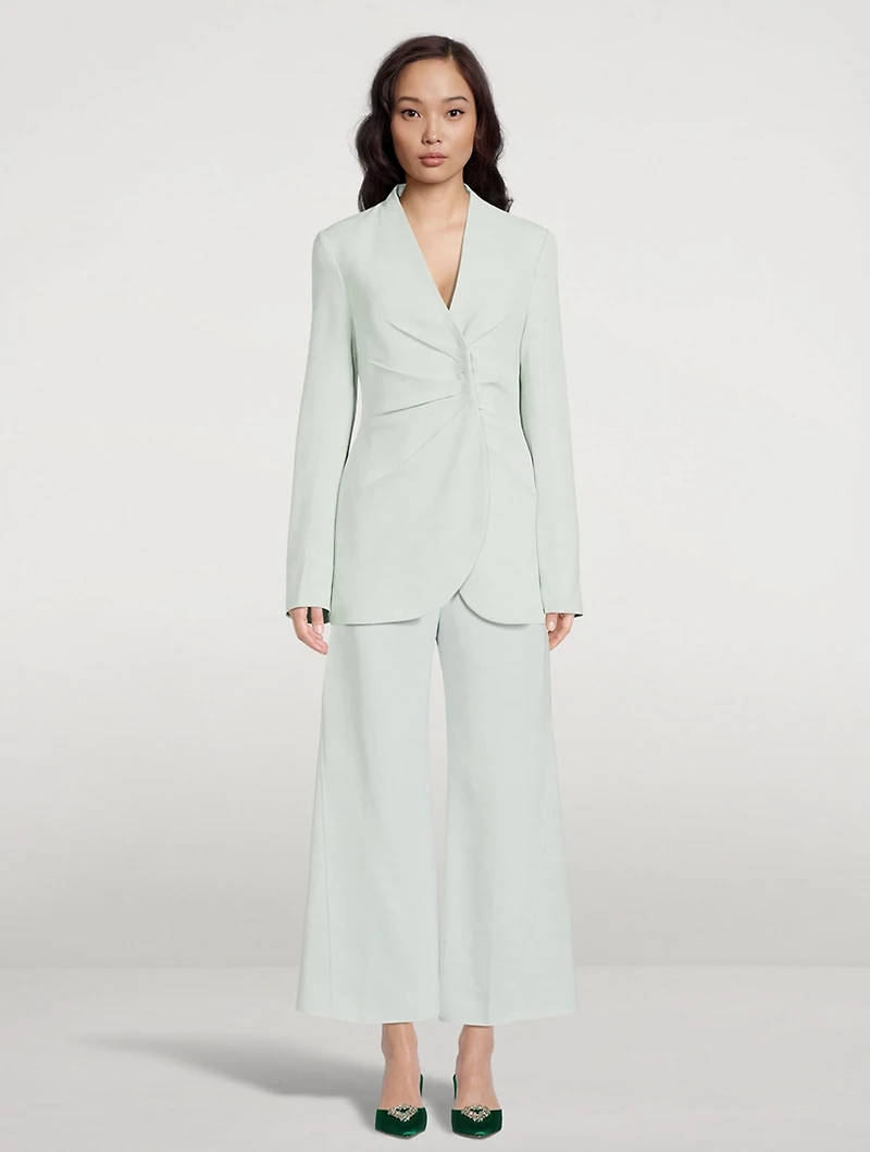 Ruched Jacket With Brooch