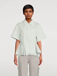 Flounce-Hem Cotton Shirt