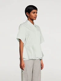 Flounce-Hem Cotton Shirt