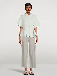 Flounce-Hem Cotton Shirt