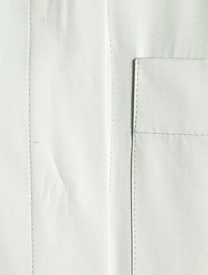 Flounce-Hem Cotton Shirt