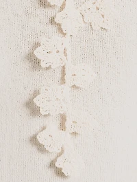 Superfine Knit Sweater With Floral Appliqué