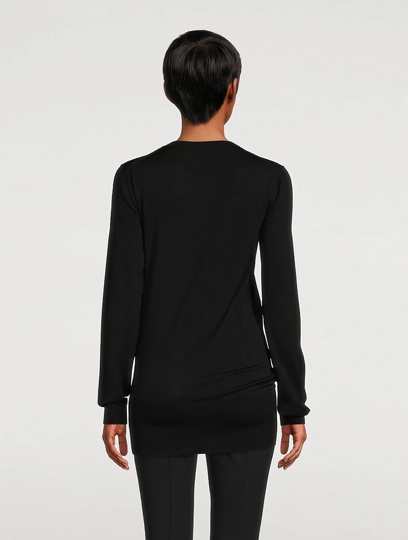 Virgin Wool Sweater With Brooch