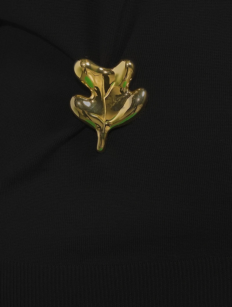 Virgin Wool Sweater With Brooch