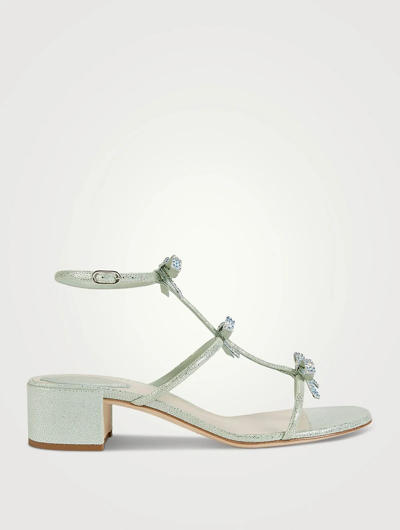 Caterina Crystal Metallic Leather Sandals
