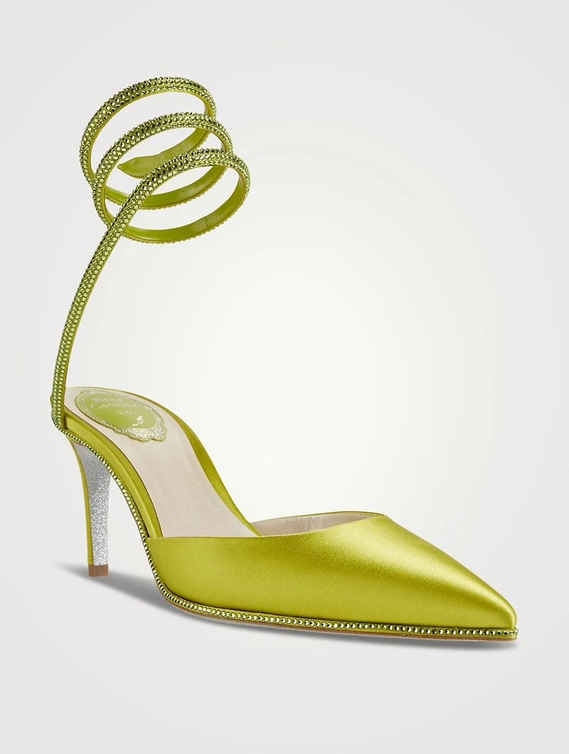Cleo Crystal Satin Stiletto Pumps