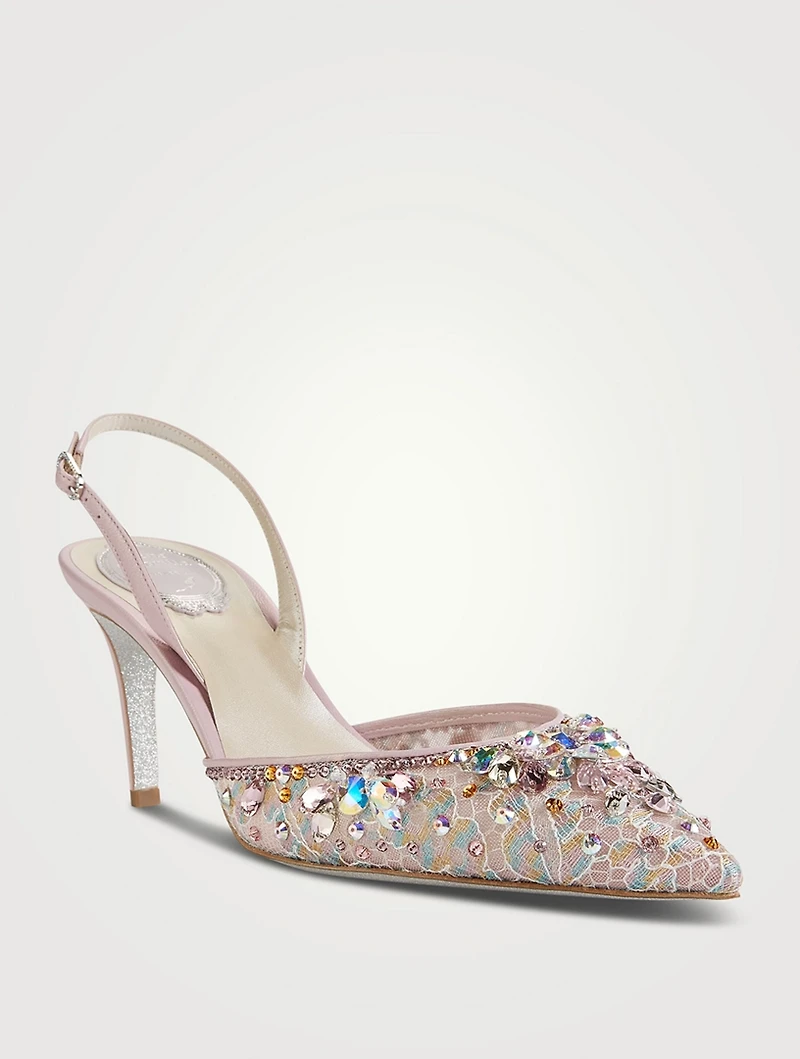 Cinderella Crystal Lace Slingback Pumps