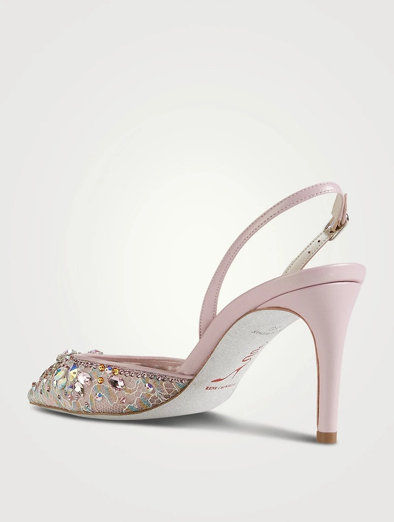 Cinderella Crystal Lace Slingback Pumps