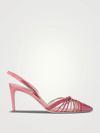 Vida Crystal Leather Slingback Sandals