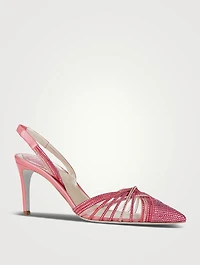 Vida Crystal Leather Slingback Sandals
