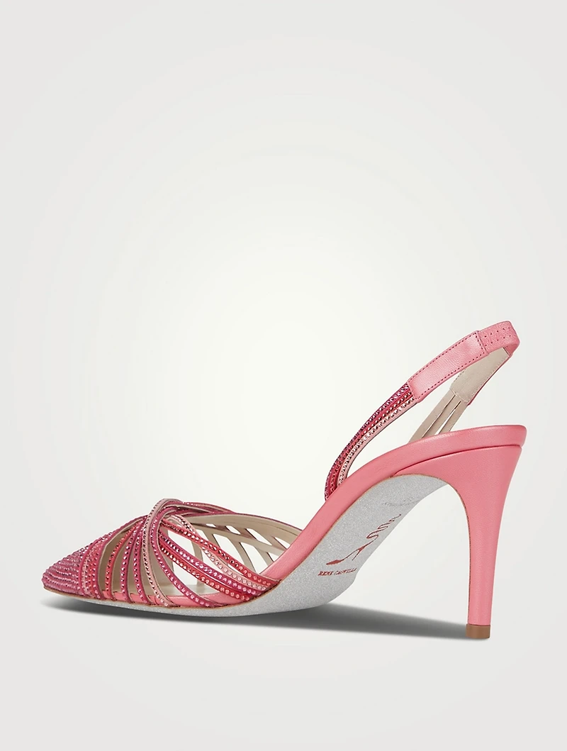 Vida Crystal Leather Slingback Sandals