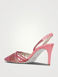 Vida Crystal Leather Slingback Sandals