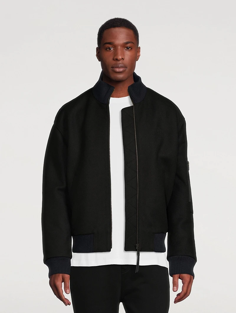 Wool Zip Bomber Jacket