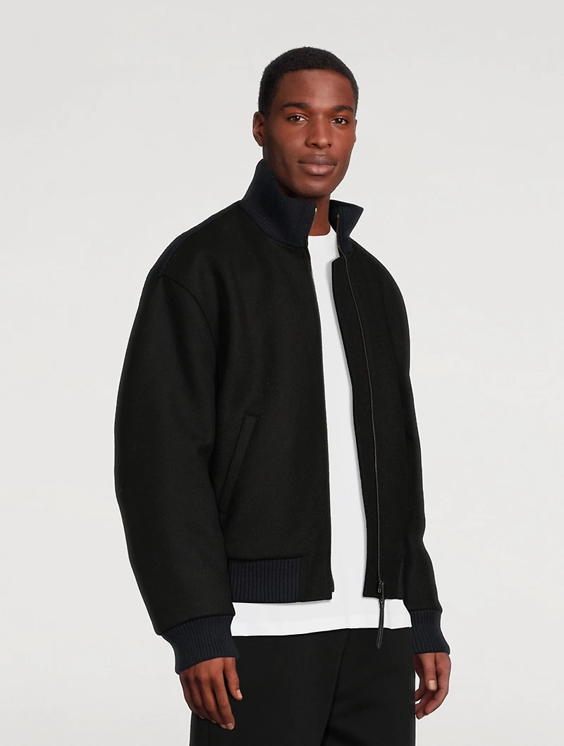 Wool Zip Bomber Jacket