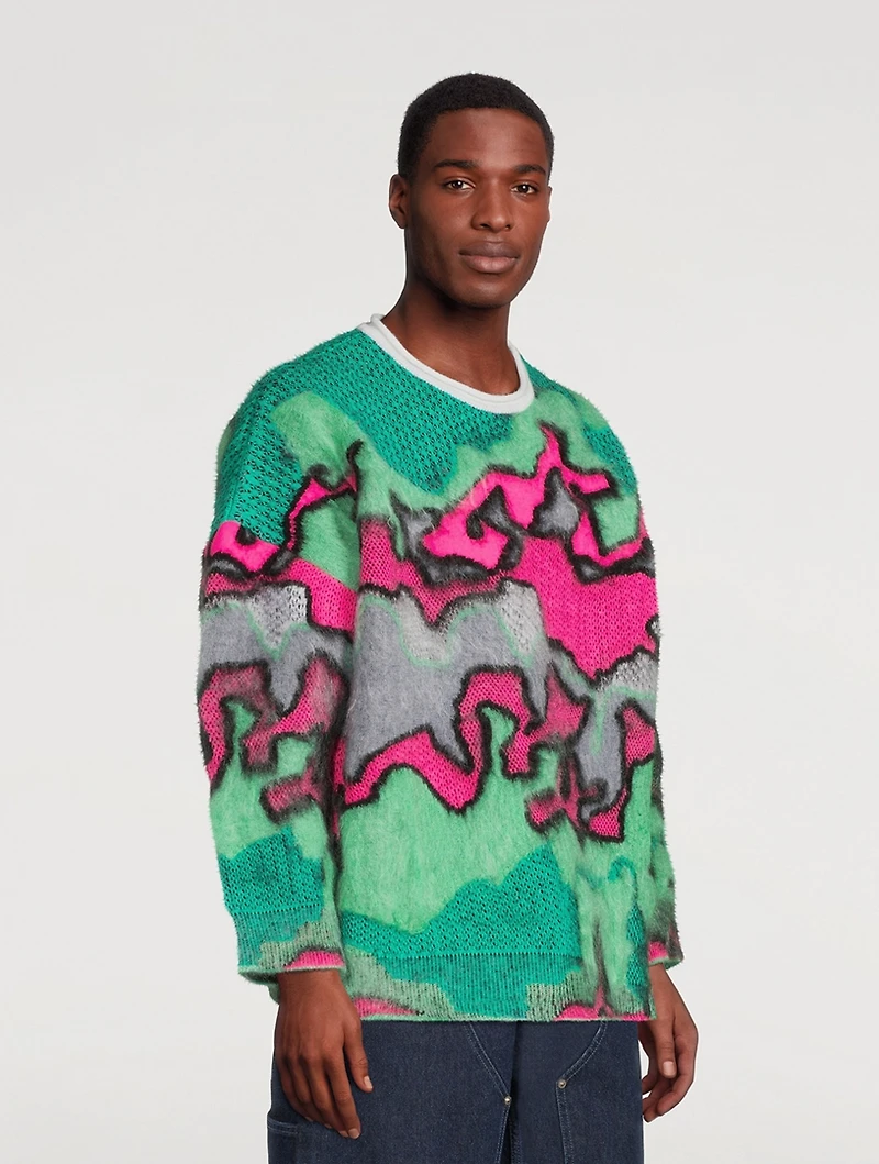 Mohair And Wool-Blend Sweater Camouflage Print