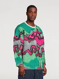 Mohair And Wool-Blend Sweater Camouflage Print