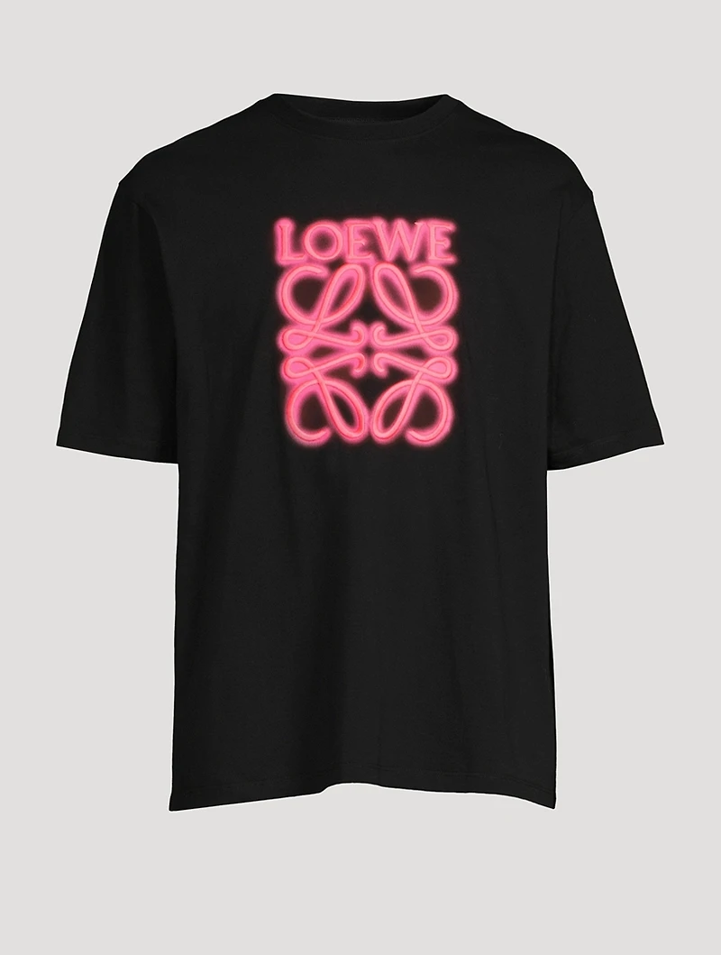 Cotton T-Shirt With Neon Logo
