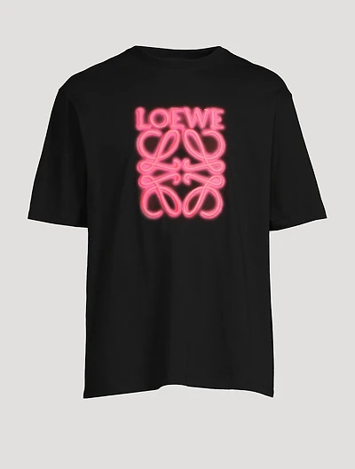 Cotton T-Shirt With Neon Logo
