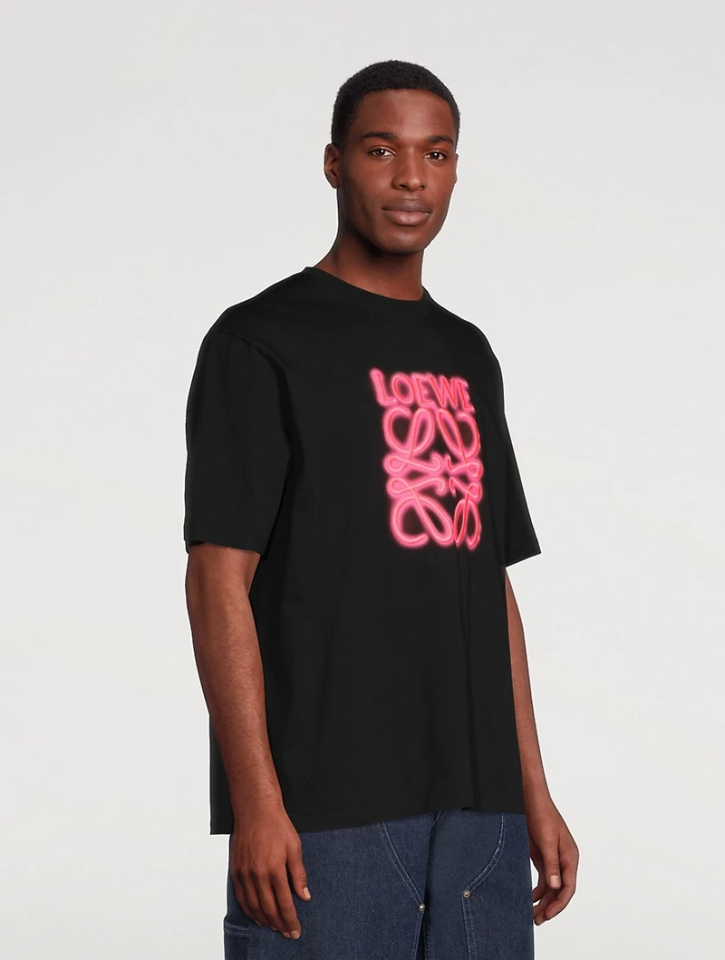 Cotton T-Shirt With Neon Logo