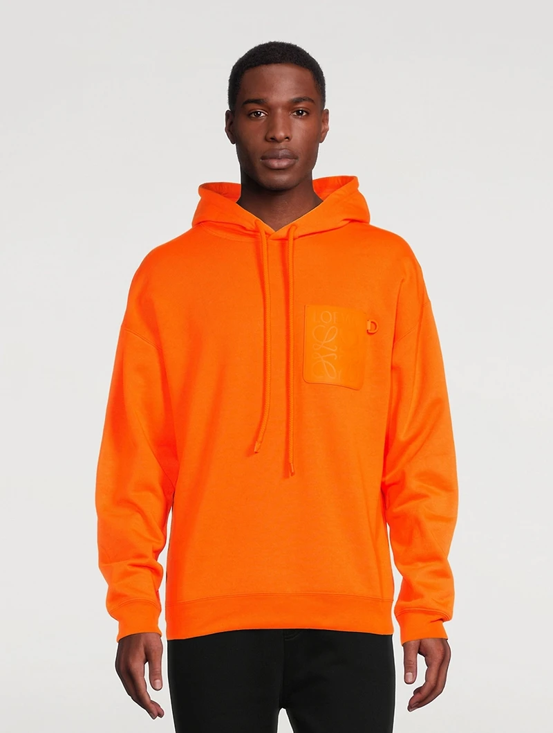 Cotton Hoodie With Leather Pocket