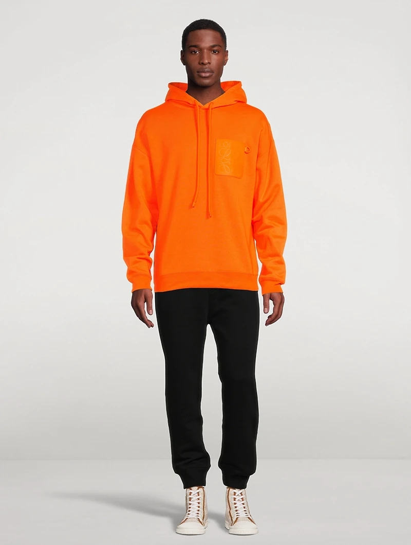 Cotton Hoodie With Leather Pocket