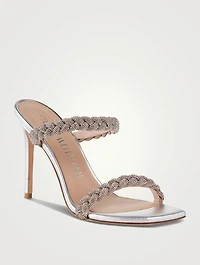 Addison Embellished Metallic Leather Heeled Mules